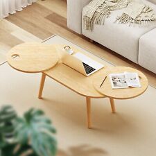 Modern Bamboo Coffee Table With Cup Holder Minimalist Extendable Living Room US - Mumbai - India