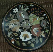 12'' antique black Marble Coffee corner Center Table Top round inlay Mosaic de4