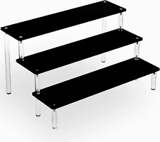 Black Acrylic Shelf Riser - 3 Tier Organizer Display Stand - Large - Orlando - US