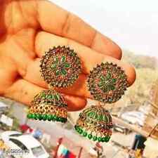 Earrings Green Bollywood Indian Pakistani Traditional Jewelry Jhumka Women