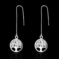 925 sterling Silver charms small Round tree Earrings for women fine jewelry gift