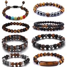 Natural Stone Tiger Eye Beaded Bracelet Bangle Energy Women Men Jewelry Gift New