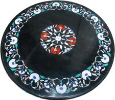 24 black Marble round Center Table Top Inlay Pietradura work Home Decor"