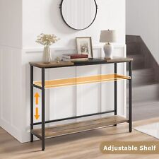 2-Tier Wood Narrow Console Table Sofa Side Table Storage with Adjustable Shelf - US