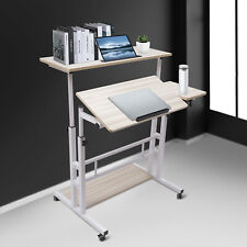 Portable Laptop Desk Rolling Adjustable Table Cart Computer Mobile Stand