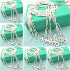 10Pcs 925 Silver Snake Chain Necklace Pendant Wholesale Jewelry Set Women Men