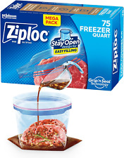 Ziploc Quart Food Storage Freezer Bags, Stay Open Design with Stand-Up Bottom