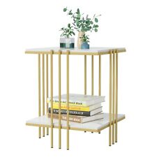 Tea Table End Table Square Marble Top Table Gold Legs Magazine Shelf Small Desk - Toronto - Canada