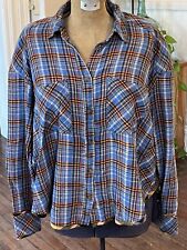 Urban Outfitters BDG Karl Oversized Slouchy Flannel Shirt Turquoise Plaid Med