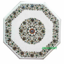 2' white Marble Table Top coffee center Antique Malachite Inlay home decor j78