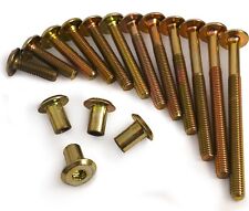 M6 Gold Brass Yellow Furniture Connector Bolts With Cap Nuts Fixing Unit Cot Bed