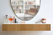 Minimalist fluted dressing table / fluted console table with oak drawers - Toronto - Canada