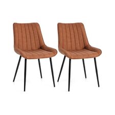 2 Pcs Faux-Leather Fabric Kitchen Dining Chair Set & Comfy Padded Seat Metal Leg - Mumbai - India