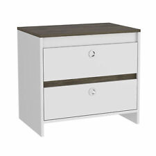 Modern and Minimalist White and Dark Brown Board Nightstand - Mumbai - India