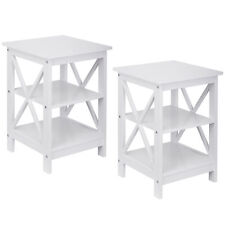 2 Packs Sofa Side End Table X Design MDF Wood Frame Indoor Display Stand, White - Mumbai - India