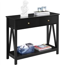 Wooden Sofa Console Table w/Drawer and Open Shelf for Entryway/Living Room,Black - Mumbai - India