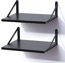 Black Floating Shelves, 12 Inch Deep Wall Mounted Shelves Set of 2, Modern Float - Toronto - Canada