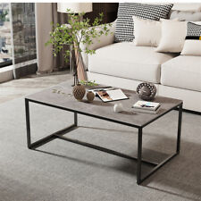 WISFOR 39.4 Long Sofa Table Marble Accent Table White/Grey/Black Rectangular - US"