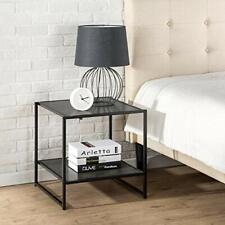 Minimalist 2-Tier Square Side Table w/ Smooth Black Finish - Franklin - US