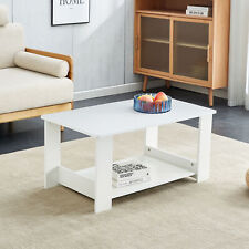 A modern and minimalist white double layered rectangular coffee table and coffee - Mumbai - India