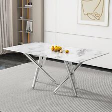 Fashionable White Sturdy Practical Dining Table, Modern Minimalist Style White - US