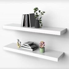 30 Floating Shelves Natural Wood White Rustic Decor Set of 2 Wall Mounted - เมืองกระบี่ - TH"