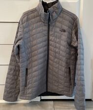 The North Face Thermoball Jacket Mens S/P Eco Grey Full Zip Quilted Puffer