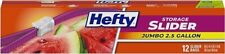 Hefty Slider Jumbo Storage Bags, 2.5 Gallon Size, 12 Count Assorted Sizes