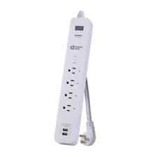 Commercial Electric 3 Ft. 4-Outlet White Surge Protector Smart with USB Powered - New Castle - US