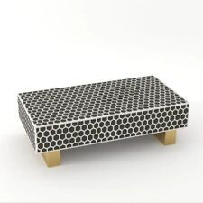 Bone Inlay Coffee Table Black Honeycomb Pattern Luxury Centre Table Living Room