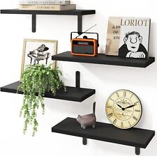 Fixwal Floating Shelves for Wall, 4 Sets Wall Farmhouse Wood Black - Mumbai - India