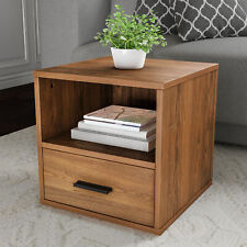 Stackable Cube End Table Contemporary Minimalist Modular Accent Piece, Brown - Mumbai - India