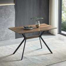 Modern Minimalist Style Dining Table MDF Wooden Top Black Metal Legs - La Puente - US