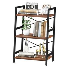 Bookshelf Small Book Shelf, Solid Industrial Shelf 3 Tier Berry Brown - East Syracuse - US