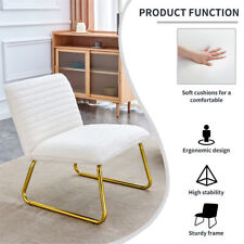 White Minimalist Armless Sofa Chair Plush Cushion Backrest Paired Golden Legs - Mumbai - India