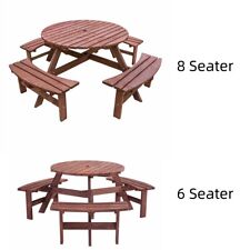 6 / 8 SeaterS Wooden Furniture Set Picnic Table Pub Bench Round Outdoor Garden