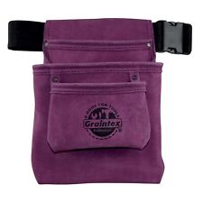 Graintex SS2082 3 Pocket Nail & Tool Pouch Purple Color Suede Leather with 2”...