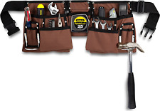 11 Pocket Brown and Black Heavy Duty Construction Tool Belt - Work Apron