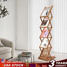 5 Layers Bamboo Foldable Magazine Rack File Shelf Book Stand Height Adjustable - Toronto - Canada