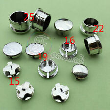 Silver Tube Inserts Pipe Plugs Chrome Metal Capped Round Blanking Bungs End Caps