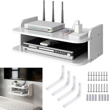 Floating Wall Shelf for Modem Equipment, with 4 Pcs White Shelf Bracket, Wall Mo - Toronto - Canada