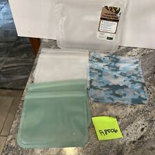 7 Pc Reusable Thea Bags 3.6 Cup & 7.25 Cup Food Storage Bags Green Blue Camo