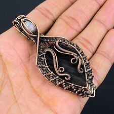 Black Tourmaline Gemstone Copper Wire Wrap Handmade Jewelry Dainty Pendant Gift