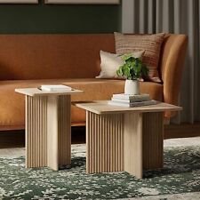 Square Fluted Nesting Coffee Table - Low Profile 2 Piece Squ - Mumbai - India