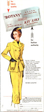 1948 PRINT AD FOR BOTANY BRAND 100% VIRGIN WOOL WOMAN IN YELLOW SUIT BY KAY SAKS