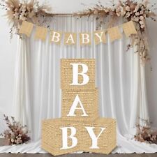 Baby Shower Decorations Burlap Print Baby Shower Boxes with Letters Baby