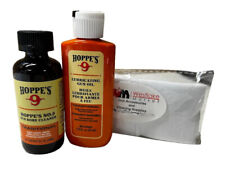 Hoppes Gun Cleaning Bore Cleaner & Lube Oil w/40-50 with Cotton Patches 9mm - 45