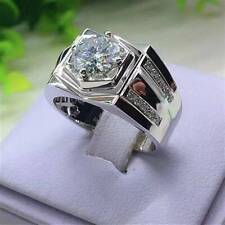 Fashion 925 Silver Plated Zircon Ring for Men Wedding Party Jewelry Gift Sz 7-12