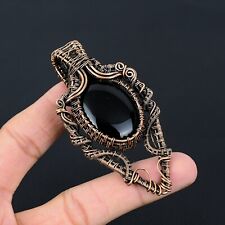 Beautiful Black Onyx Gemstone Handmade Copper Wire Wrap Women Jewelry Pendant