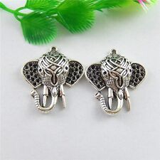 5 Retro Silver Elephant Head Charm Alloy Pendant Earring Jewelry Craft 35*32*8mm